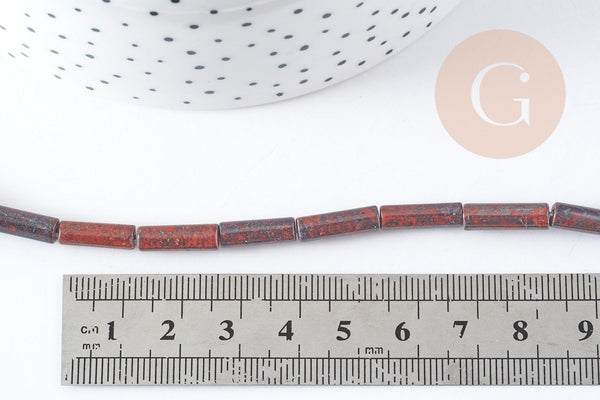 Perle tube pierre variée naturelle & synthèse 13-14mm, x1 fil de 40cm (G8904)