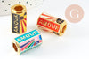 Perle tube talisman message "AMOUR" émail coloré laiton doré 22mm, x1 (G9416)