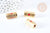 Perle tube talisman message HAPPY doré couleur rouge 21mm, perle dorée bijoux amour, x1 G7671