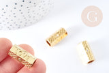 Perle tube talisman message THIS IS LOVE cristal laiton doré 21mm, perle dorée bijoux chance, x1 G7673