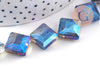 Perle verre losange irisé facetté 17mm, perles carrée, perles verre pour création bijoux,fil de 35 perles, X1 (G6064)