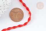 Perles Losanges verre facetté rouge transparent 8x4mm, perle cristal pour création bijoux, x1 fil de 58.4cm (G7343)
