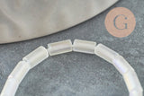 Perles Tube verre blanc opaque AB 4,5mm,fournitures création bijoux, le fil de 37cm, x1 (G6957)