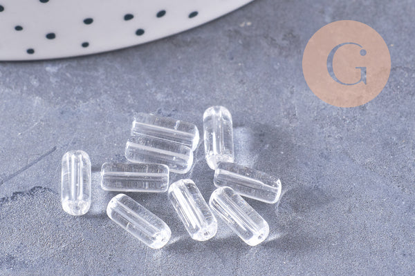 Perles Tube verre coloré 10mm, x20 (G1082)