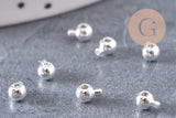 Perles à écraser boule 2 en 1 laiton platine, argentée ou dorée 3.5x2mm, x10 (G10826)