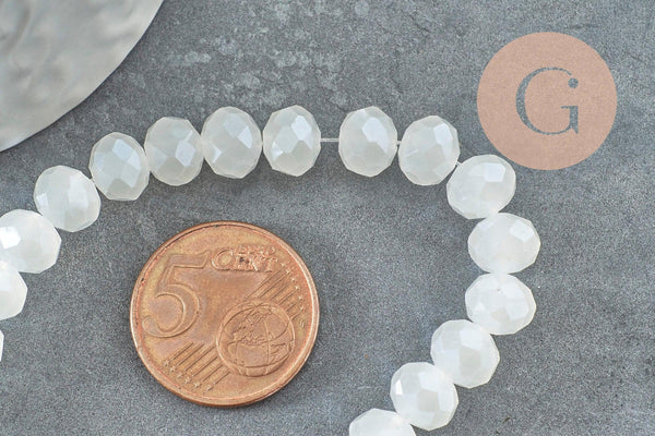 Perles abacus cristal blanc irisé 8x6mm, x1 fil de 49cm (G3386)