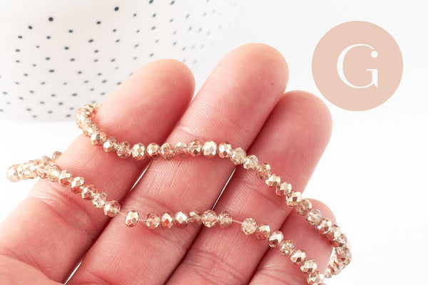 Perles abacus cristal doré irisé facette 4x3mm, x1 fil de 45cm (G7496)