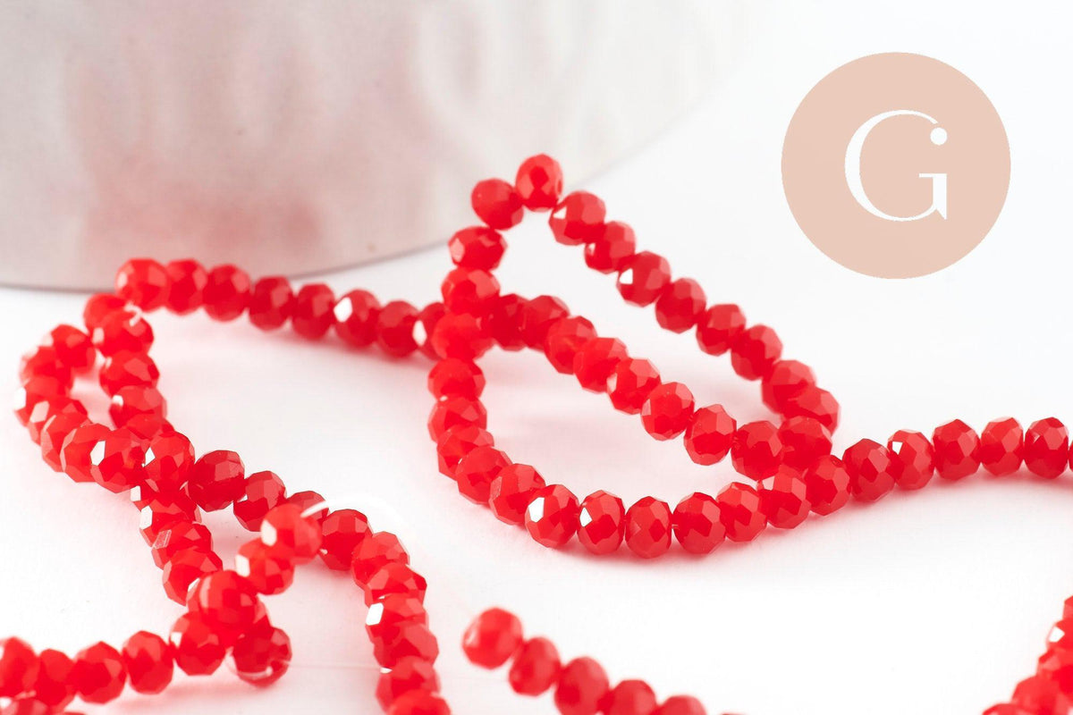 Perles abacus cristal rouge orangé 3mm, x1 fil de 32cm (G4677)