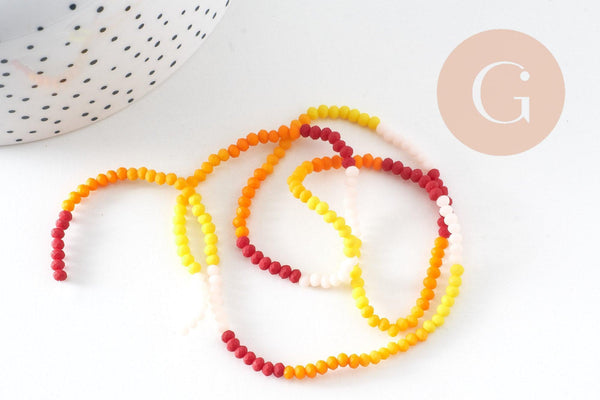 Perles abacus verre jaune orange camaïeu 3x2.5mm, perles cristal, fil de 42.5cm, x1 (G7828)