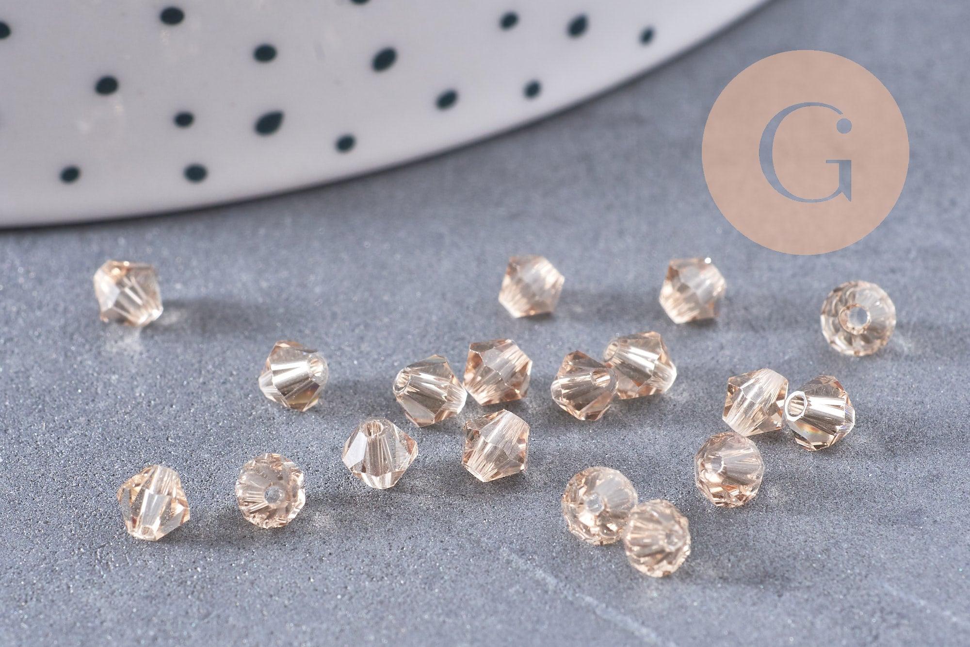 Perles bicone cristal autrichien facetté taupe 4mm, x20 (G1716)