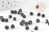 Perles bicone en verre noir 3mm, cristal toupies, x1 Gr (G9235)