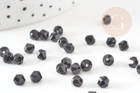Perles bicone en verre noir 3mm, cristal toupies, x1 Gr (G9235)