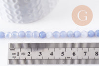 Perles calcédoine naturelle bleue 6mm, x1 fil de 38 cm (G2937)