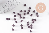Perles carrées violettes, fourniture créative, perles verre tchèque, perles verre violet, création bijoux,4mm, x50 (G0542)