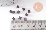 Perles carrées violettes, fourniture créative, perles verre tchèque, perles verre violet, création bijoux,4mm, x50 (G0542)
