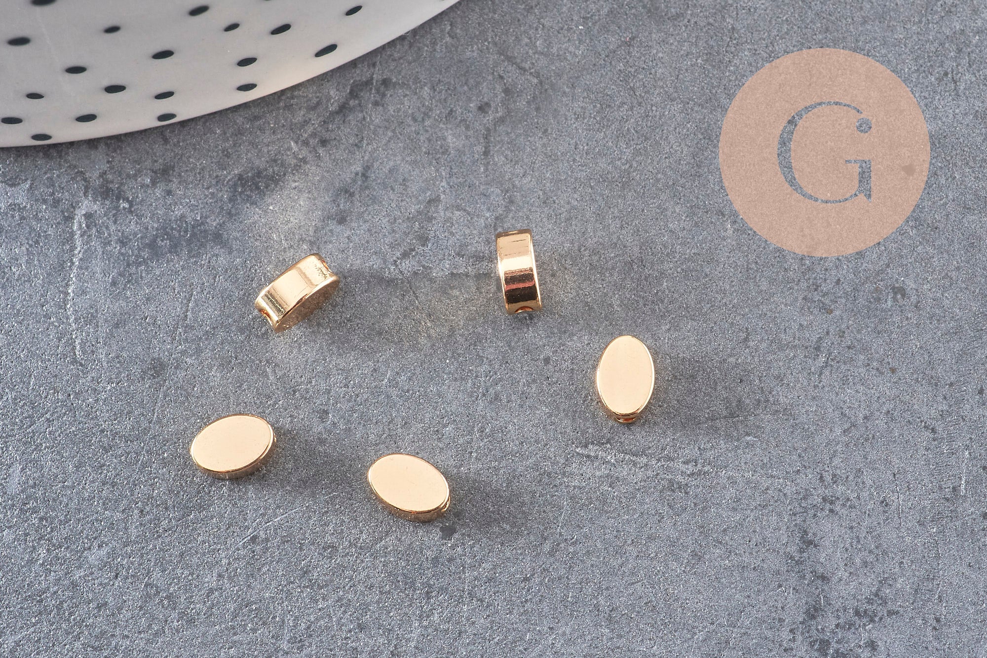 Perles charms ovales en métal doré 14K 6mm x30 (G1397)