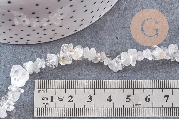 Perles chips cristal de roche naturel 5-8mm, x1 fil 80cm (G10911)
