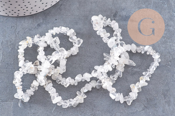 Perles chips cristal de roche naturel 5-8mm, x1 fil 80cm (G10911)