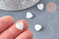 Perles coeur nacre blanche 10mm, création de bijoux nacre naturelle, fil de 40cm, x1 (G6831)