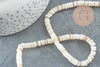 Perles coquillage blanc naturel heishi 5-6mm, fil de 40cm x1 (G1814)