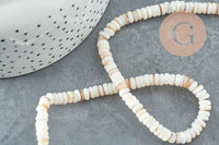 Perles coquillage blanc naturel heishi 5-6mm, fil de 40cm x1 (G1814)