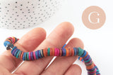 Perles coquillage naturel multicolore heishi,perle rondelle coquillage multicolore,8-8.5mm, fil de 200 perles, X1 (G3910)