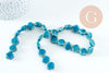 Perles coquillage porcelaine vert bleu 13.5mm, x1 fil de 30cm (G10733)