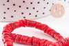 Perles coquillage rouge naturel heishi 5-6mm, x1 fil de 40cm (G1813)