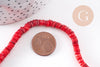 Perles coquillage rouge naturel heishi 5-6mm, x1 fil de 40cm (G1813)