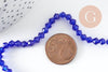 Perles cristal facette bleu roi transparent 4mm, cristal autrichien, perles bicone cristal toupies bleues,Fil de 30 cm, x1 (G5834)