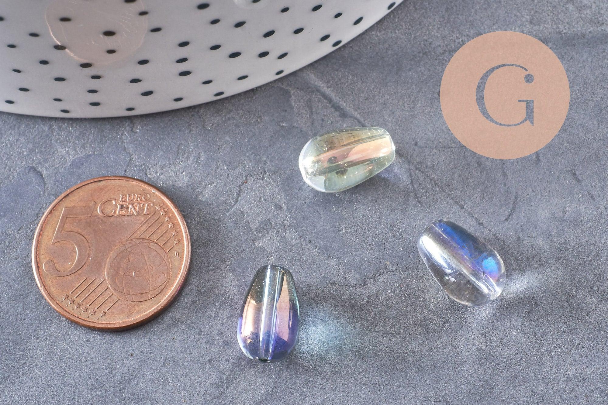 Perles cristal goutte multicolore, cristal autrichien, perles goutte, perle création bijoux 8x13mm, x50 (G2733)