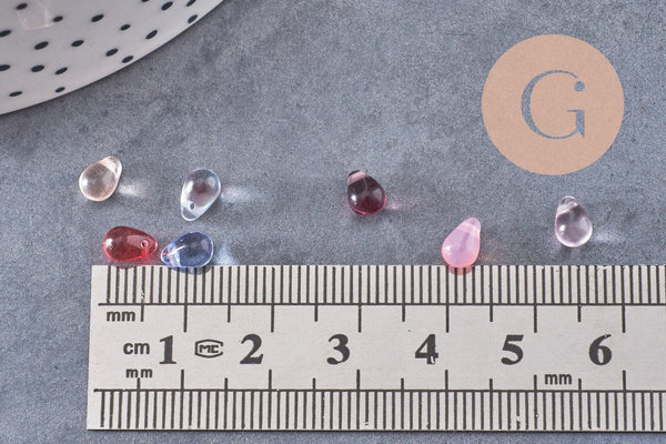 Perles cristal goutte multicolore cristal tchèque 6.5x4.5mm, x50 (G4187)
