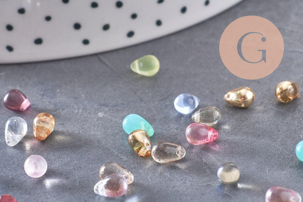 Perles cristal goutte multicolore cristal tchèque 6.5x4.5mm, x50 (G4187)