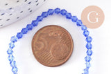 Perles cristal toupies à facette bleu transparent 3mm, x1 fil de 46cm (G2853)