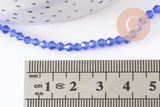 Perles cristal toupies à facette bleu transparent 3mm, x1 fil de 46cm (G2853)
