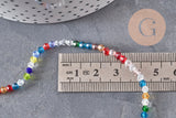 Perles cristal toupies à facette multicolore 3-3.3mm, x1 fil de 32.5cm (G11127)
