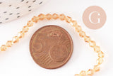 Perles cristal toupies facette orange transparent, cristal jaune, bicone facette,3mm, fil de 45 cm, x1 (G2600)
