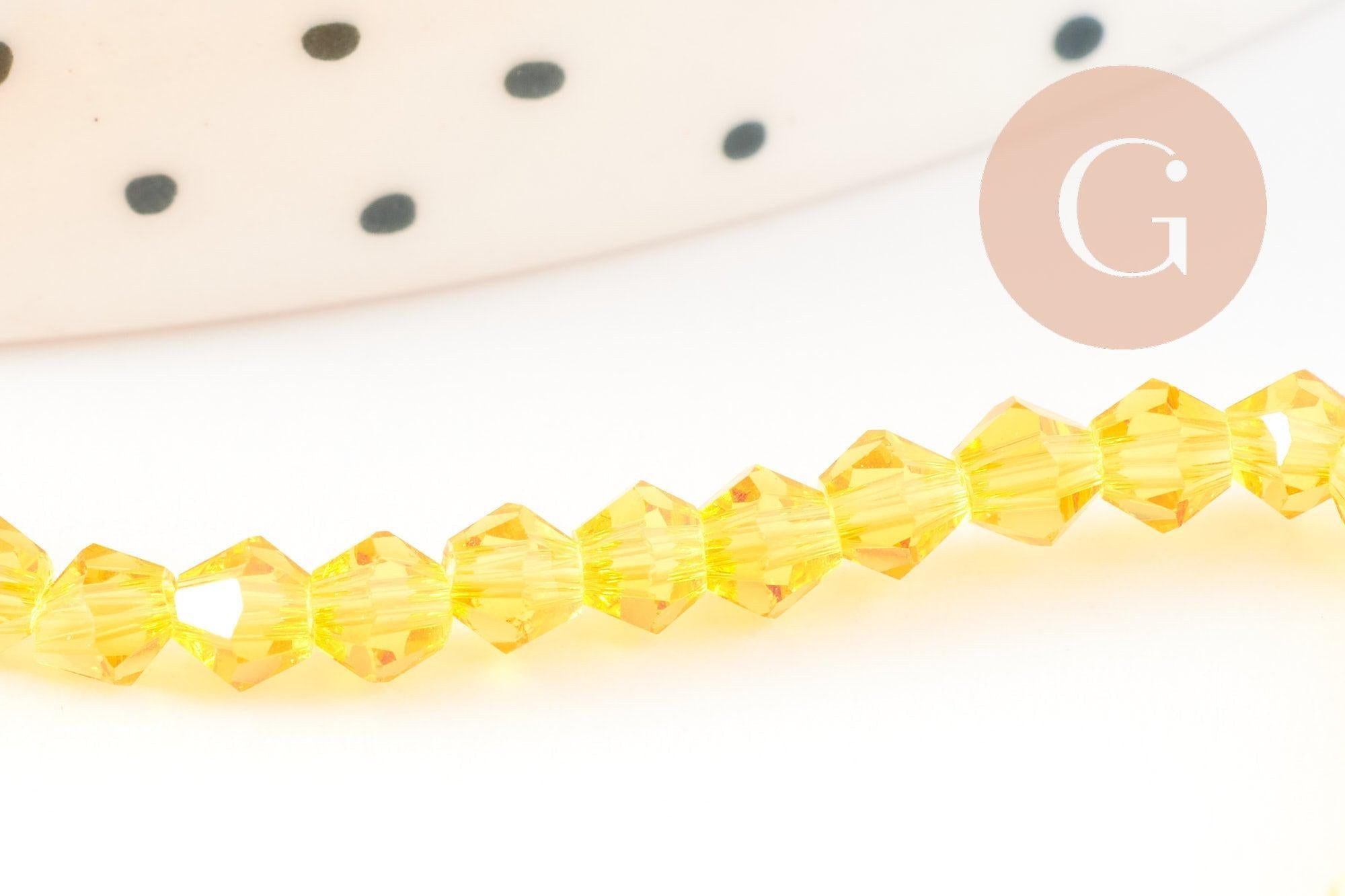 Perles cristal toupies facette orange transparent,perles bijoux,Perle bicone facette, fil de 41cm, 3mm, x1 (G2599)