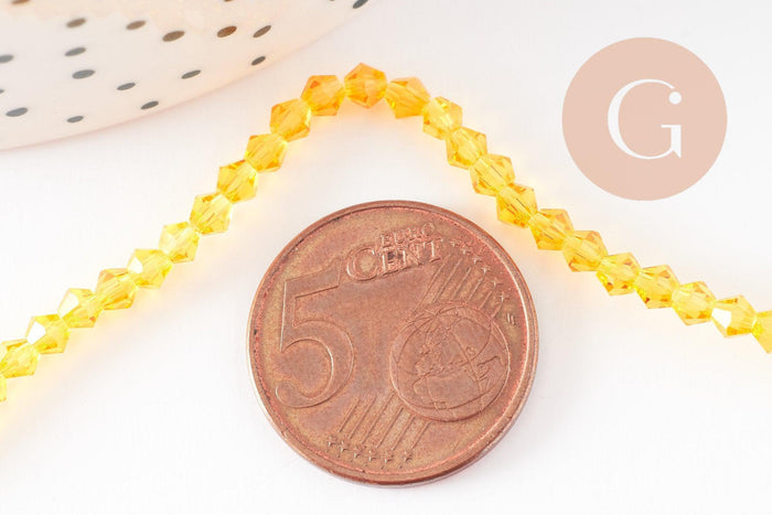 Perles cristal toupies facette orange transparent,perles bijoux,Perle bicone facette, fil de 41cm, 3mm, x1 (G2599)