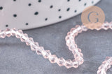 Perles cristal toupies facette rose transparent facetté 3mm, x1 fil de 44 cm (G1856)