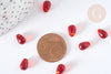 Perles cristal transparent goutte rouge 9mm, verre,x50 (G7296)