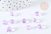 Perles cristal violet transparent goutte paillettes dorées 9mm, création bijoux verre, x50 (G7284)