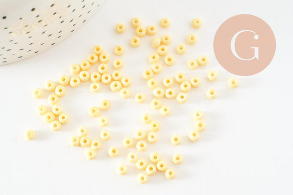 Perles de rocaille verre jaune pastel 4.5mm, x 10g (G7793)