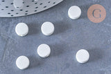 Perles disque céramique blanche 8mm, x10 (G3497)