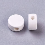 Perles disque céramique blanche 8mm, x10 (G3497)