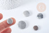 Perles disque jaspe naturel gris marbré 11-22mm, x5 perles (G8646)