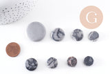 Perles disque jaspe naturel gris marbré 11-26mm, x5 (G10147)