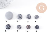 Perles disque jaspe naturel gris marbré 11-26mm, x5 (G10147)