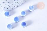 Perles disque porcelaine bleu clair 8mm, x10 (G5390)