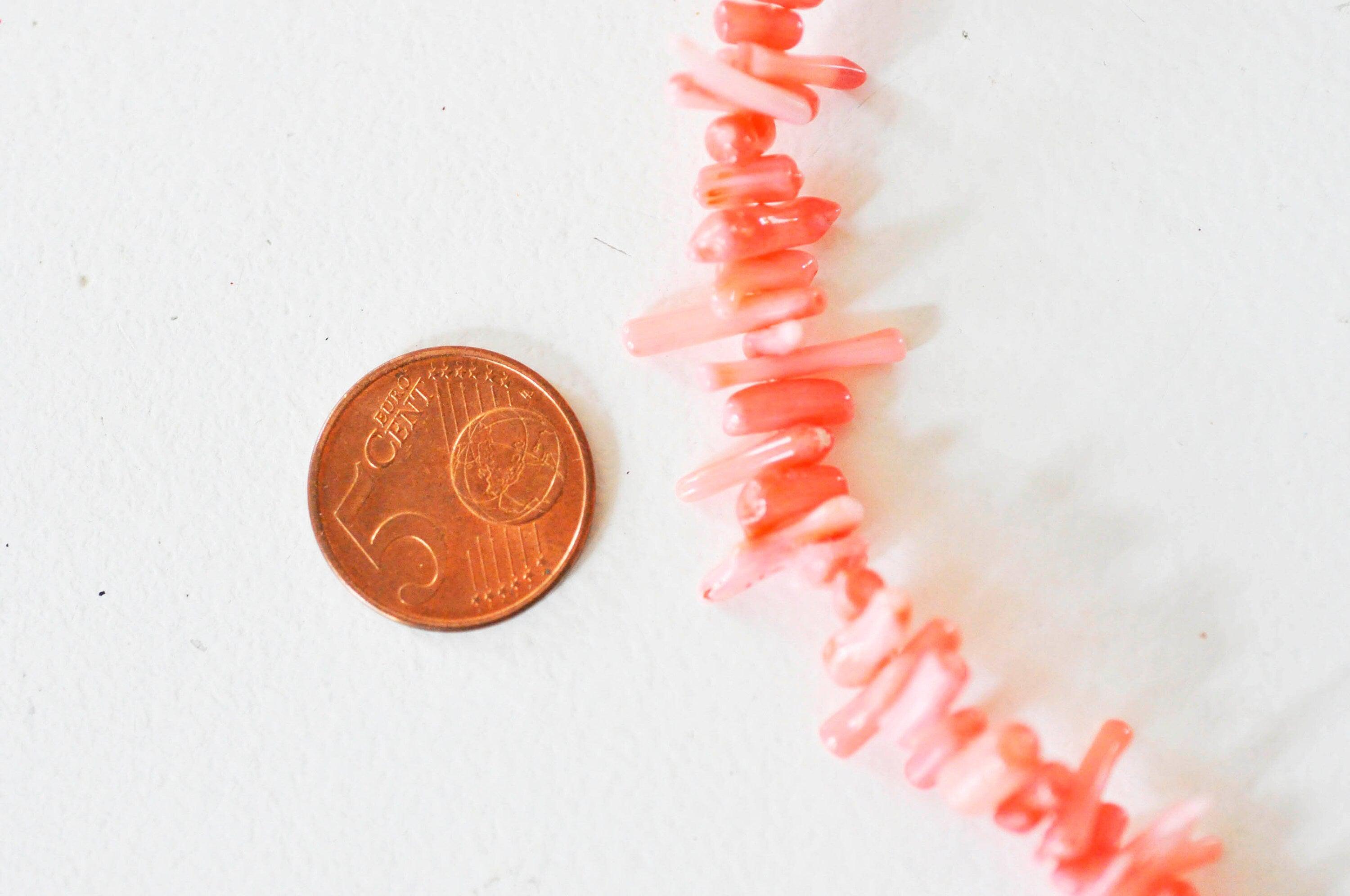 Perles en corail rose, corail naturel ,perle coquillage,4-18mm,fil de 40cm, x1 (G4589)
